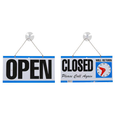 Hillman English White Open/Close Clock Sign 6 in. H X 12 in. W, Pack of 3