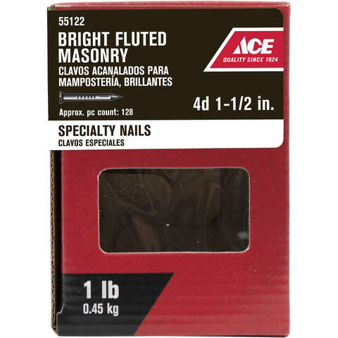 Ace 1-1/2 in. Masonry Bright Steel Nail Flat Head 1 lb