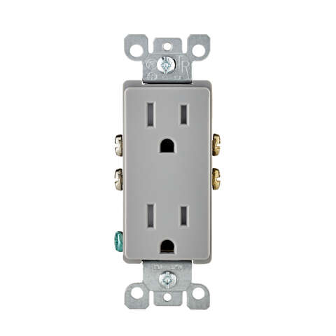 Leviton Decora 15 amps 125 V Duplex Gray Tamper Resistant Outlet 5-15R 1 pk