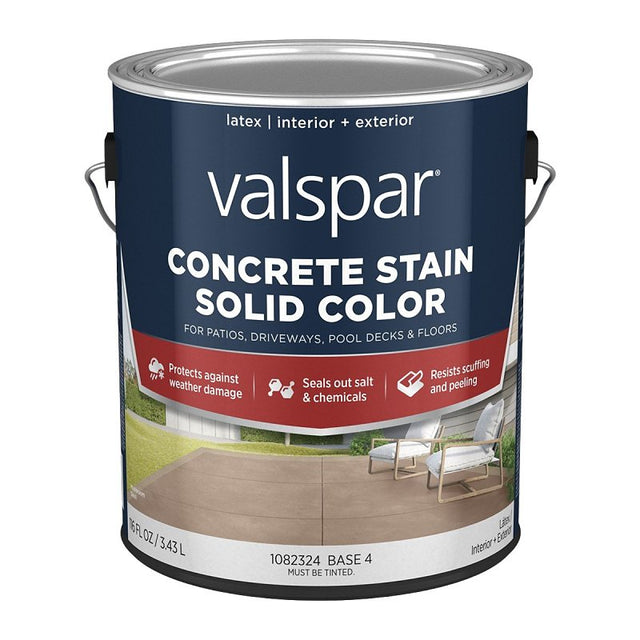 Valspar 024.1082324.007 Solid Concrete Stain, Low Gloss, Liquid, 1 gal, Pack of 4