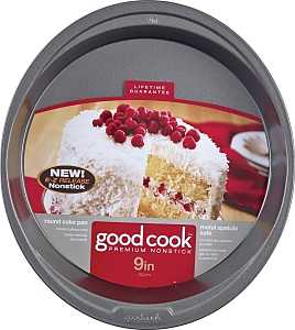 Goodcook 04016 Cake Pan, Round, 9 in Dia, Steel, Non-Stick: Yes, Dishwasher Safe: No