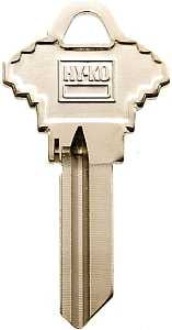 Hy-Ko 11010SC19 Key Blank, Brass, Nickel, For: Schlage Cabinet, House Locks and Padlocks, SC19 Key Number, Pack of 10