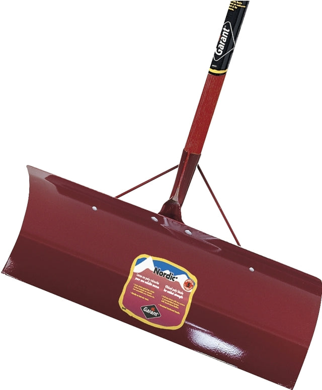 Garant NSP24DU Snow Pusher, 24 in W Blade, Steel Blade, Hardwood Handle, D-Handle Handle