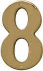 Hy-Ko Prestige Series BR-51PB/8 House Number, Character: 8, 5 in H Character, Brass Character, Solid Brass, Pack of 3