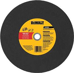 DEWALT DW8021 Cutting Wheel, 14 in Dia, 1/8 in Thick, 20 mm Arbor, Coarse, Aluminum Oxide Abrasive