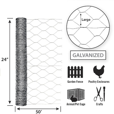 Garden Craft 24 in. H X 50 ft. L Galvanized Steel Fencing 2 in.