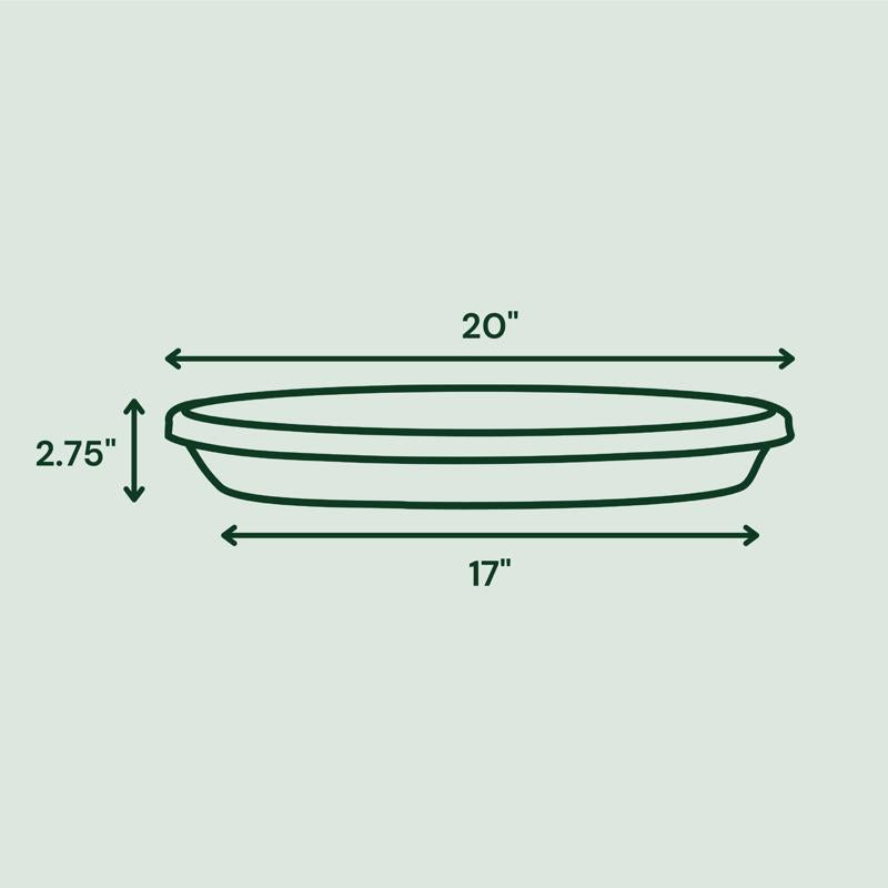 Bloem Terra 3.5 in. H X 20 in. W X 17.5 in. D Plastic Traditional Plant Saucer Charcoal