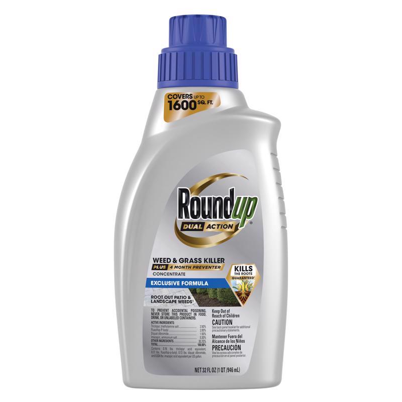 Roundup Dual Action Weed and Grass Killer Concentrate 32 oz, Pack of 6