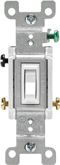 Leviton 1453-2W Series Switch, White, 15 A, 120 V, 3-Position, Push-In Terminal, Thermoplastic Housing Material