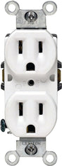 Leviton 218-05248-WCP Duplex Receptacle, 2 -Pole, 15 A, 125 V, Push-In, Side Wiring, NEMA: 5-15R, White