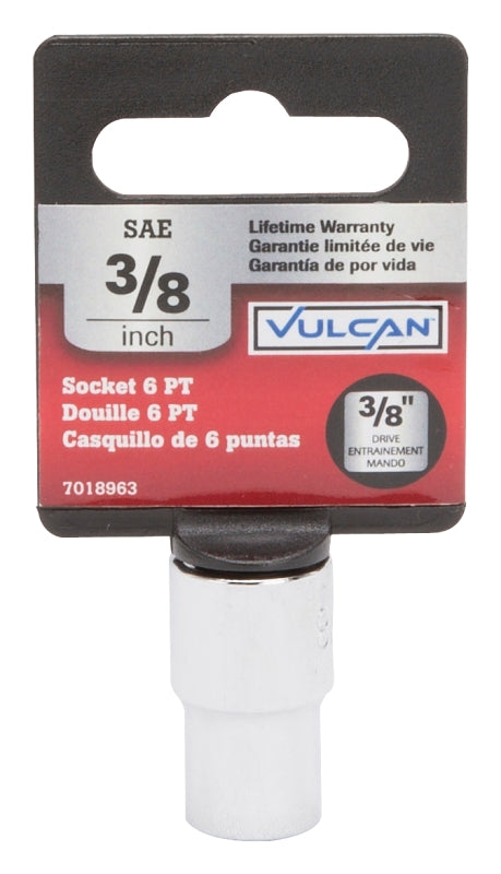 Vulcan MT64933403L Drive Socket, 3/8 in Socket, 3/8 in Drive, 6-Point, Chrome Vanadium Steel, Chrome