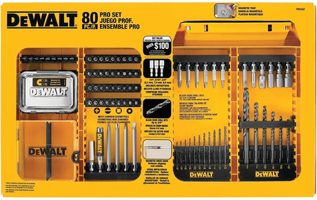 DEWALT DWAMF1280 Combination Drill and Driver Bit Set, Professional, 80-Piece, Steel, Black Oxide