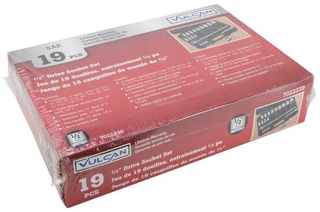 Vulcan TS10193L Socket Set, Chrome Vanadium Steel, Chrome