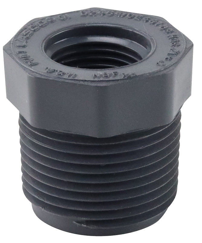 Lasco 839130BC Reducing Bushing, 1 x 1/2 in, MIP x Female, PVC, SCH 80 Schedule