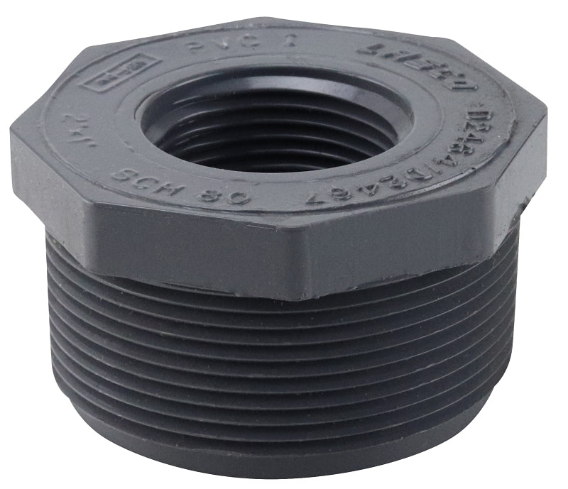 Lasco 839249BC Reducing Bushing, 2 x 1 in, MIP x Female, PVC, SCH 80 Schedule