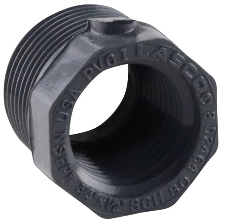 Lasco 839101BC Reducing Bushing, 3/4 x 1/2 in, Male x Female, PVC, SCH 80 Schedule
