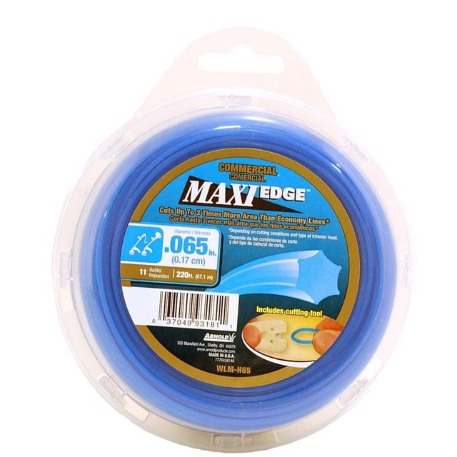 Arnold Maxi Edge Series WLM-H65 Trimmer Line, 0.065 in Dia, 220 ft L, Polymer, Blue