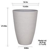 L&G 21.9 in. H X 16 in. D Polyresin Speckle Tall Planter White