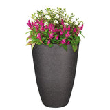 L&G 21.9 in. H X 16 in. D Polyresin Speckle Tall Planter Charcoal