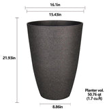 L&G 21.9 in. H X 16 in. D Polyresin Speckle Tall Planter Charcoal