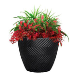 L&G 13 in. H X 16 in. D Polyresin Yuma Planter Black