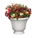 L&G 12.9 in. H X 16 in. D Polyresin Pedestal Urn Planter Stone