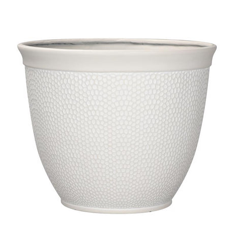 L&G 13 in. H X 16 in. D Polyresin Shea Planter White