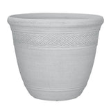 L&G 14 in. H X 16 in. D Polyresin Stone Planter White