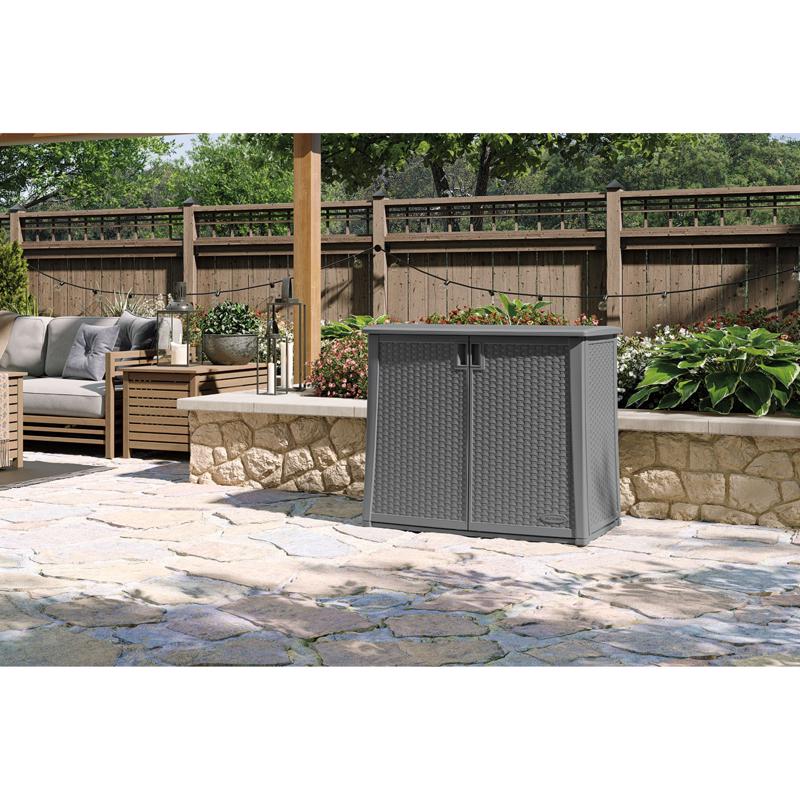 Suncast 4 ft. x 2 ft. Resin Standard Modern 2-Door Cabinet with Floor Kit