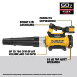 DeWalt 60V MAX DCBL777Y1 157 mph 760 CFM 60 V Battery Handheld Blower Kit (Battery & Charger)
