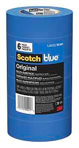 ScotchBlue 2090-36A-CP Painter's Tape, 60 yd L, 1-1/2 in W, Crepe Paper Backing, Blue
