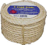 T.W. Evans Cordage 23-405 Rope, 3/8 in Dia, 50 ft L, 900 lb Working Load, Sisal