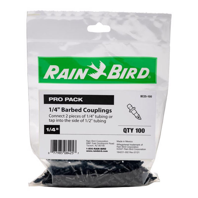 Rain Bird 1/4 in. Barbed Drip Irrigation Coupler 1 pk