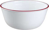 Corelle 1060572 Soup/Cereal Bowl, Vitrelle Glass, Red/White, For: Dishwashers and Microwave Ovens, Pack of 3