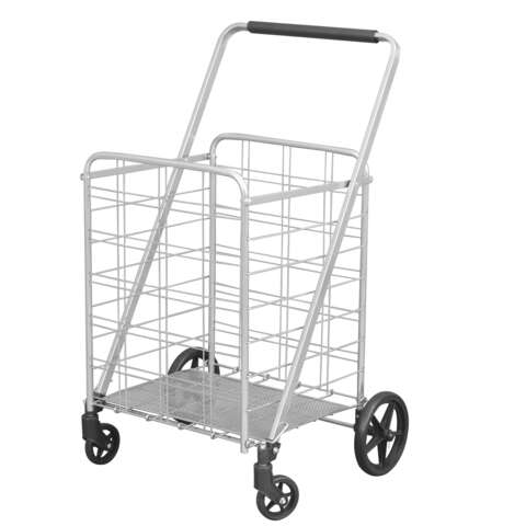 Apex 40.6 in. H X 21.5 in. W X 24.8 in. L Silver Collapsible Shopping Cart, Pack of 2