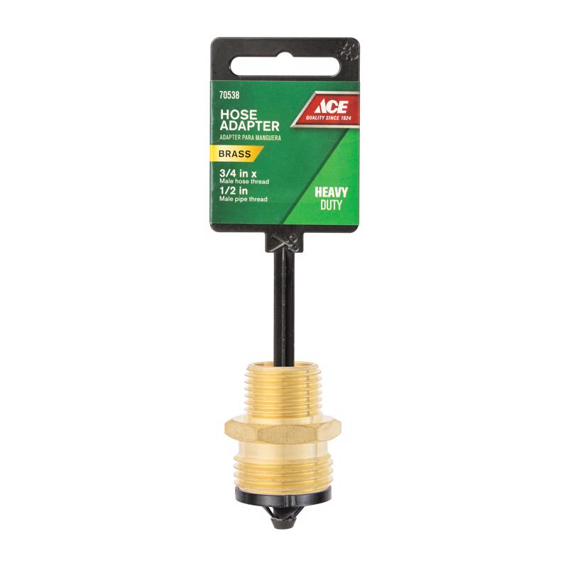 Ace 3/4 in. MHT x 1/2 in. MPT in. Brass Threaded Double Male Hose Adapter, Pack of 5