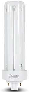 Feit Electric PLT42E/35 Compact Fluorescent Bulb, 42 W, T4 Lamp, GX24Q-4 Lamp Base, 3000 Lumens, 3500 K Color Temp