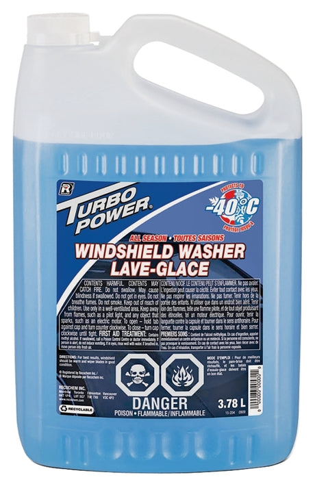 Turbo Power 15-204 Windshield Washer, Blue, 3.78 L, Bottle, Pack of 4