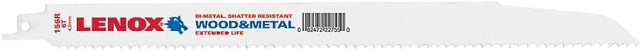 Lenox 22755OSB156R Reciprocating Saw Blade, 3/4 in W, 12 in L, 6 TPI, Bi-Metal Cutting Edge, Pack of 50