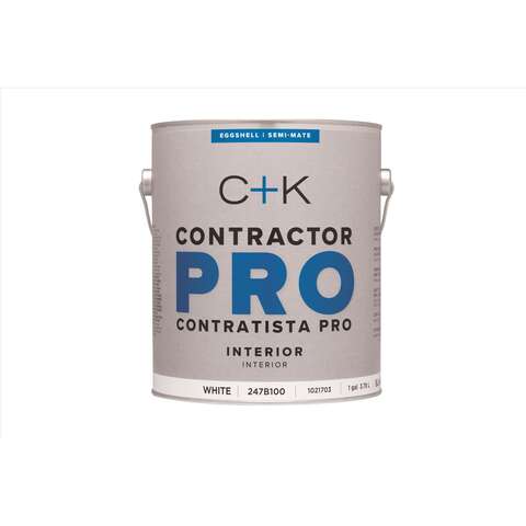 C+K Contractor Pro Eggshell White Water-Based Paint Interior 1 gal, Pack of 4