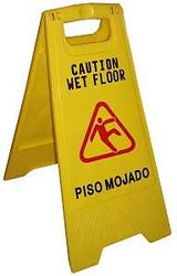 Zephyr 45100 Wet Floor Sign, CAUTION WET FLOOR, PISO MOJADO, English, Spanish