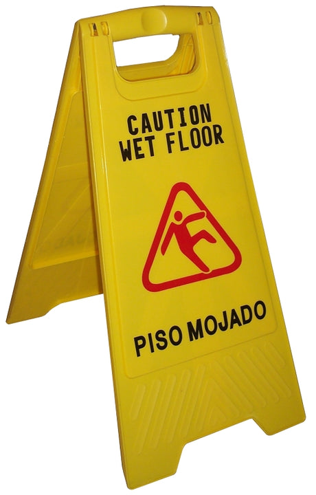 Zephyr 45100 Wet Floor Sign, CAUTION WET FLOOR, PISO MOJADO, English, Spanish