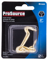 ProSource LR-412-PS Gate Hook and Eye, 1/8 in Dia Wire, Solid Brass