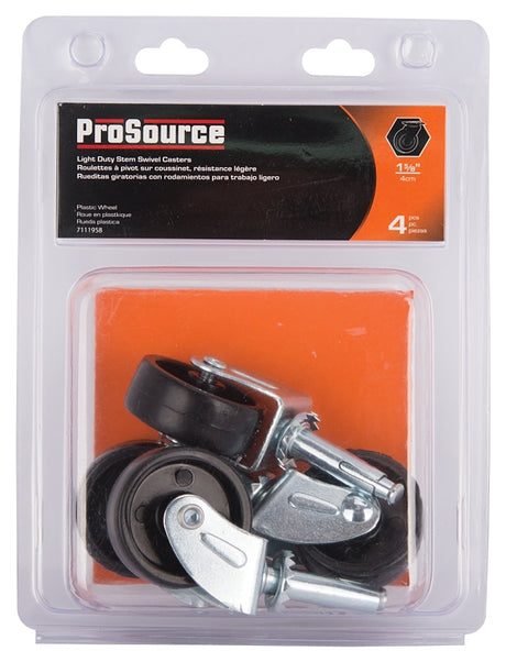 ProSource JC-B13-PS Swivel Caster, 1-5/8 in Dia Wheel, 1-5/8 in W Wheel, Black, 50 lb, Steel Housing Material