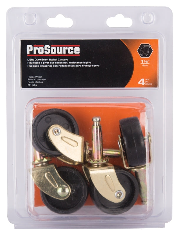 ProSource JC-B14-PS Swivel Caster, 1-5/8 in Dia Wheel, 1-5/8 in W Wheel, Black, 50 lb