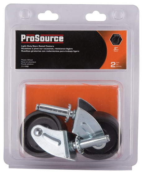 ProSource JC-B22-PS Swivel Caster, 2 in Dia Wheel, 2 in W Wheel, Black, 60 lb, Steel Housing Material