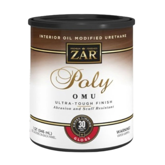 ZAR 36012 Polyurethane, Gloss, Liquid, Milky Clear, 1 qt, Can, Pack of 4