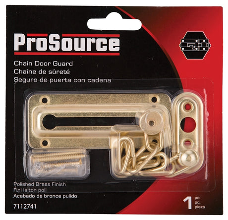 ProSource 807277-PS Chain Door Guard, 3-3/8 in L, 2 in W, 6 in H, Steel, Polished Brass