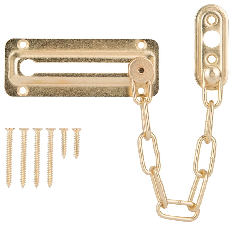ProSource 807277-PS Chain Door Guard, 3-3/8 in L, 2 in W, 6 in H, Steel, Polished Brass