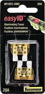 Bussmann BP/ATC-20ID Automotive Fuse, 1 kA Interrupt, Blade Fuse, 32 VDC, Yellow.